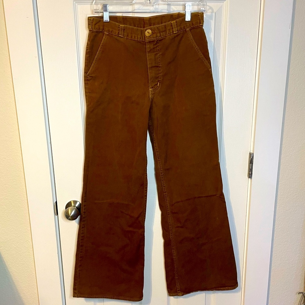 VTG UFO light brown pants w/ slight flare sz M 1970s/80s